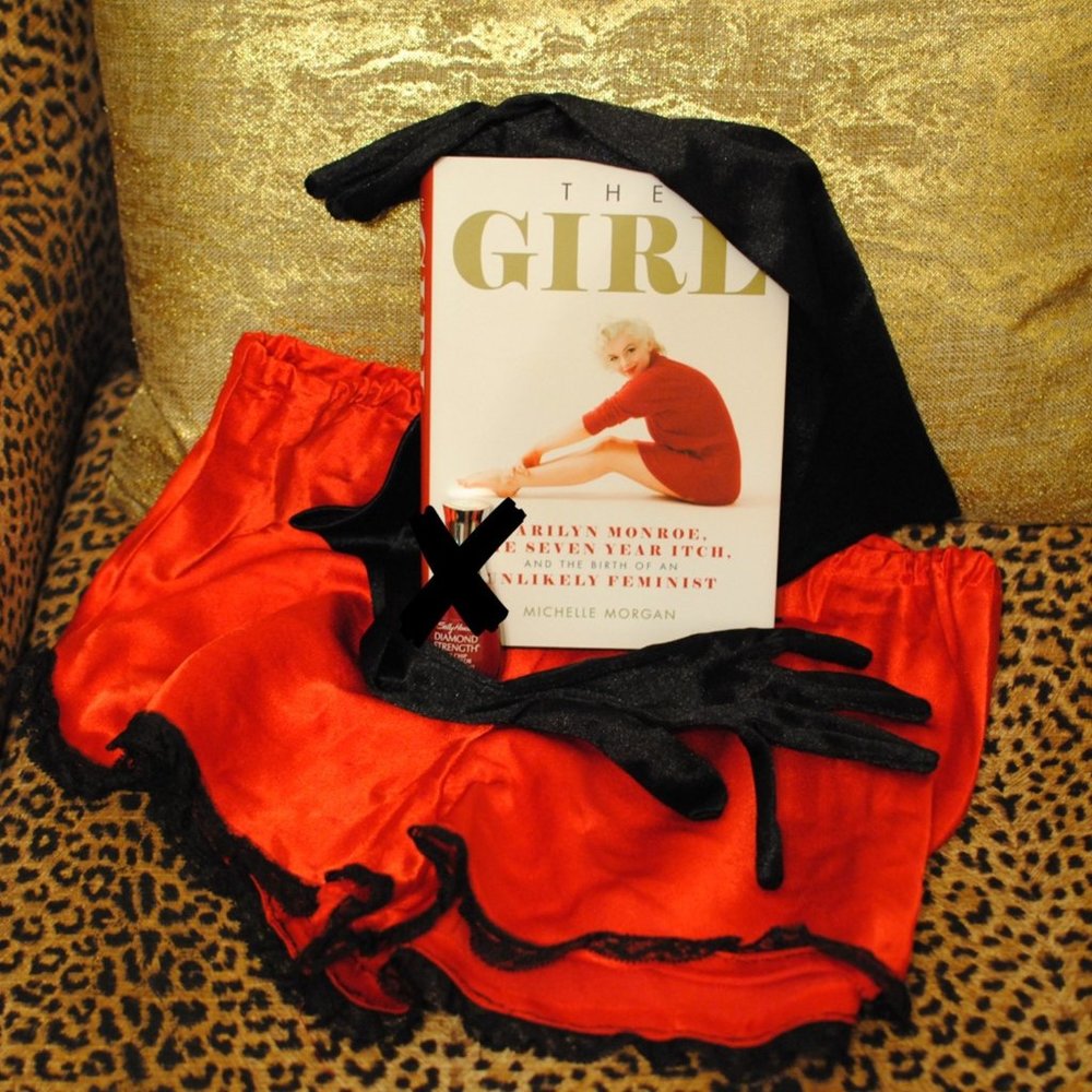 Marilyn Monroe Book, Black Gloves, Red Tap Pants